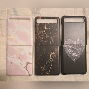 Marble and Heart Design Phone Cases - Pink, Black, Gray For Samsun Flip 5G
